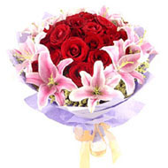 Elegant lilies & Red Roses